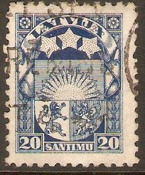 Latvia 1923 20s blue. SG107.
